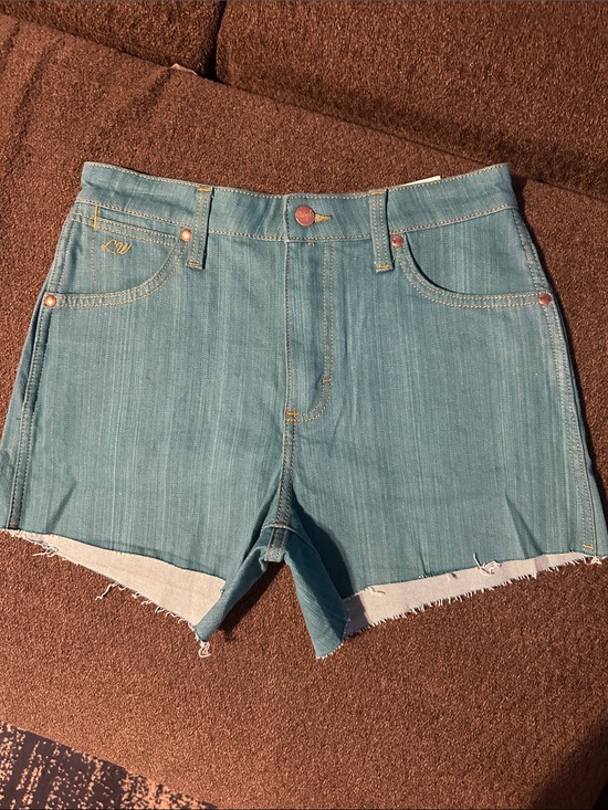 Wrangler Pants - Wrangler Teal Denim Frayed Hem Shorts